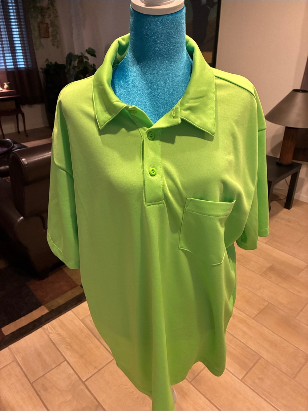 Men's (0r Women's :) Port Authority Neon Green Polo with Chest Pocket